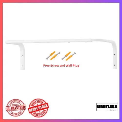 IKEA Extendable Length Adjustable Clothes Bar White (FREE SCREWS AND WALL PLUG)