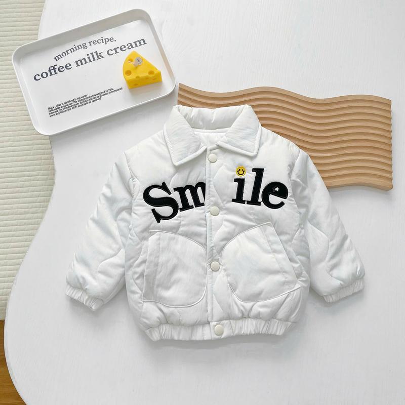 Áo Khoác Thêu Chữ S.m.i.l.e BUN.BON KIDS, Áo Phao Trần Bông Cho Bé Từ 8-20Kg 3