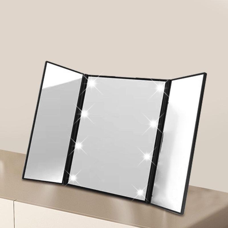 360-Degree Rotatable LED Light Mirror, Foldable Makeup Mirror, Professional Makeup Mirror, Ideal Hairdressing Mirror and Hairdressing Supplies Accessories, Rotating 4