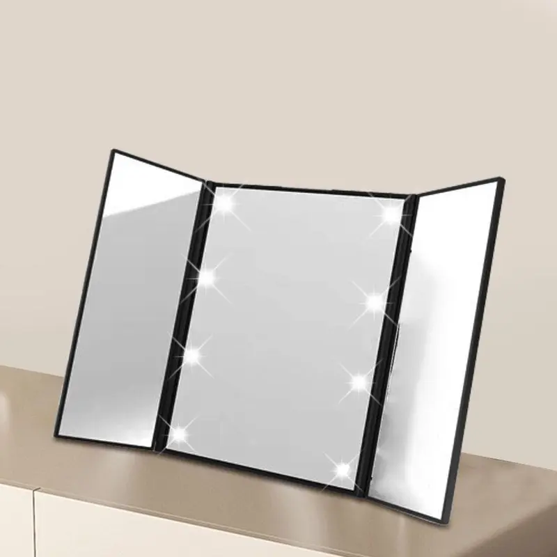 360-Degree Rotatable LED Light Mirror, Foldable Makeup Mirror, Professional Makeup Mirror, Ideal Hairdressing Mirror and Hairdressing Supplies Accessories, Rotating 4