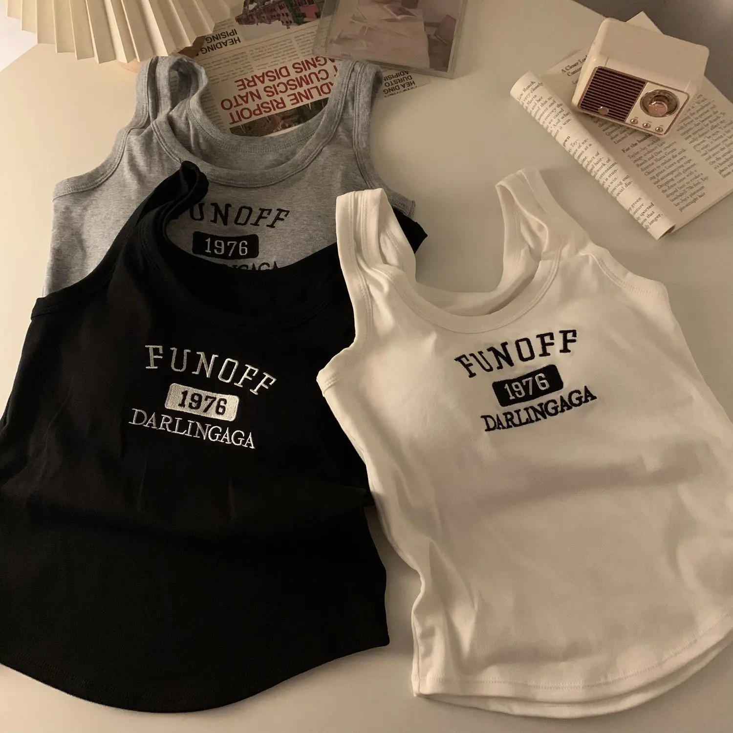 Áo Vest Nữ, Có Đệm Ngực, Thêu, Dây Đeo, Thiết Kế Độc Đáo Mùa Hè, Có Thể Mặc Ngoài Trời Và Trong Nhà, Bó Sát, Áo Không Tay Top Women Umi