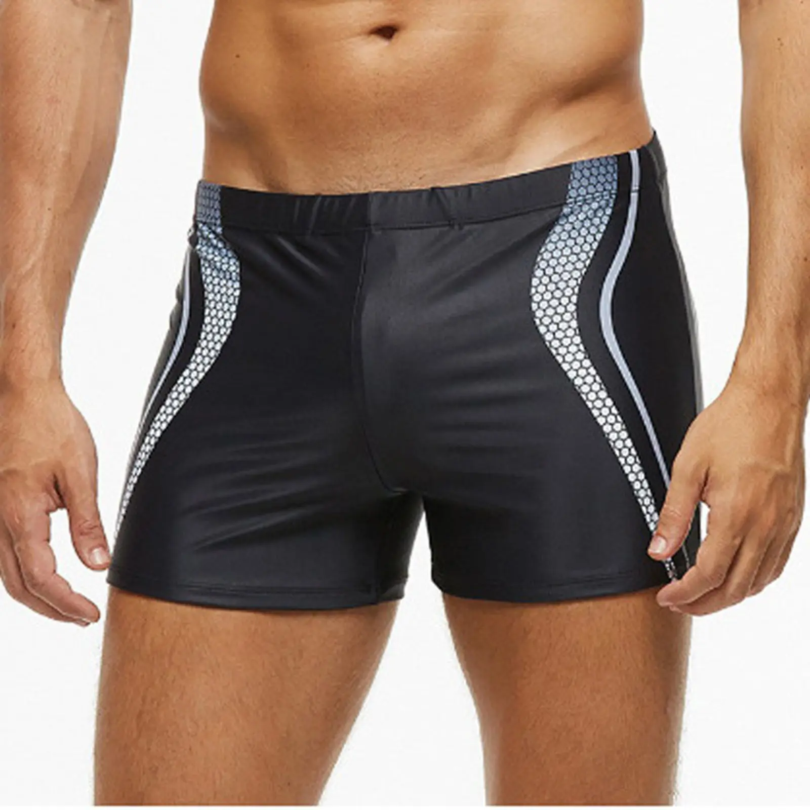 Men's Swim Trunks Fashion Plaid/Bead Print Elastic Beach Board Shorts Summer Swimwear Bathing Suits