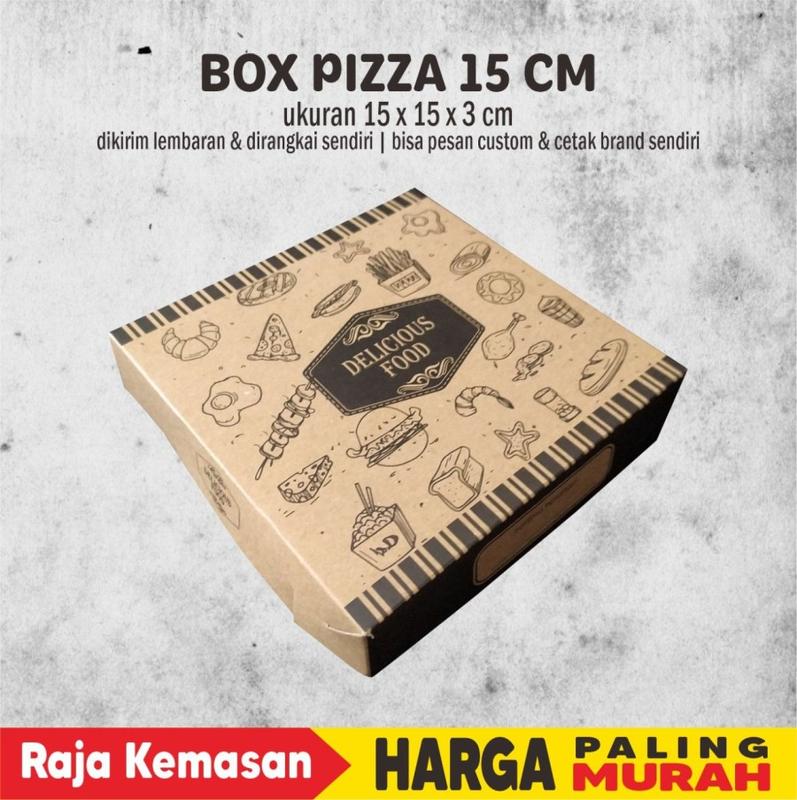 BOX PIZZA 15X15X3 CM KRAFT LAMINASI ( ISI 5 PCS ) 2
