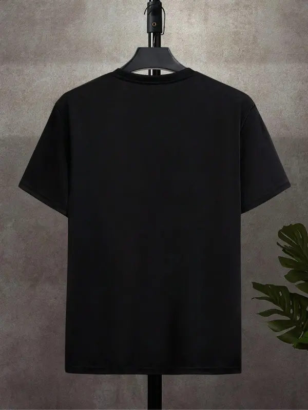 Men's Regular Fit Rose Print Round Neck Tee, Casual Short Sleeve Crew Neck T-shirt for Summer, Fashion Men's Top for Daily Wear 1