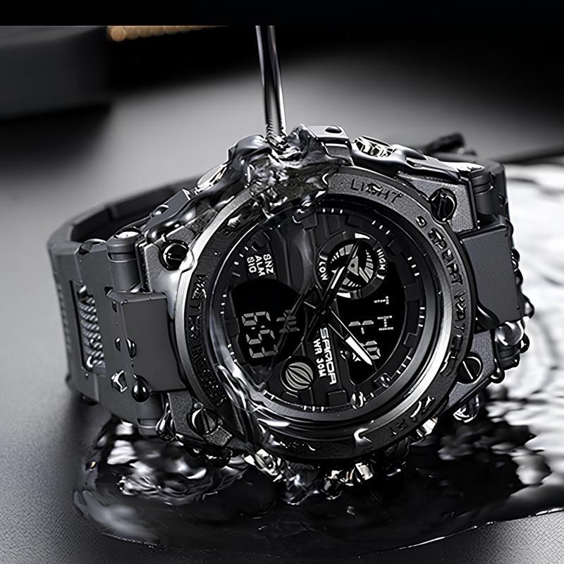  Đồng hồ thuỷ quân lục chiến SANDA nam chống nước 3 ATM hiển thị 2 chế độ Analog-Kỹ thuật số bấm giờ hiển thị ngày tháng Led Hk Watch máy nhật bản Đeo Tay 