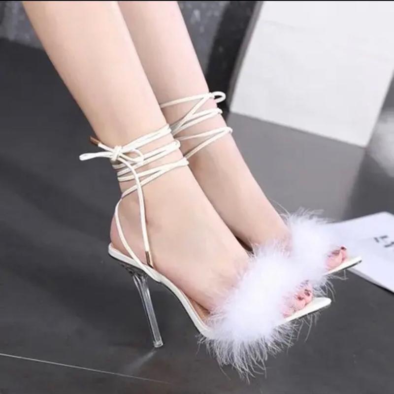 Giày Dép Sandal Cao Gót Lông Vũ 9P, 11P - Hàng Cao Cấp - Full size 34-40