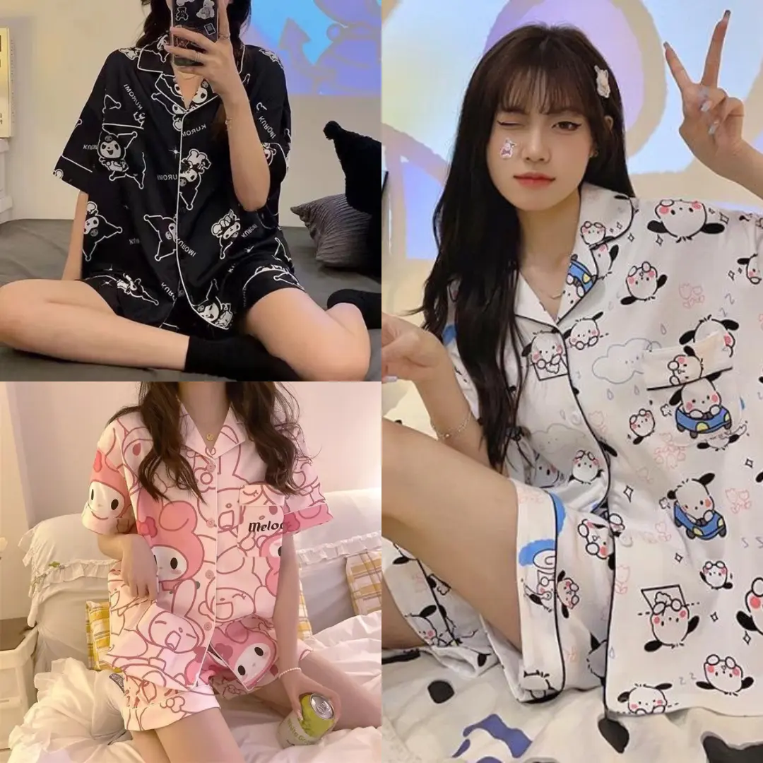 Combo 3 bộ Pijama mặc nhà nhiều hình cute Áo Cộc -Quần Đùi nhiều màu sắc- Bộ Ngủ Pijama-Nữ