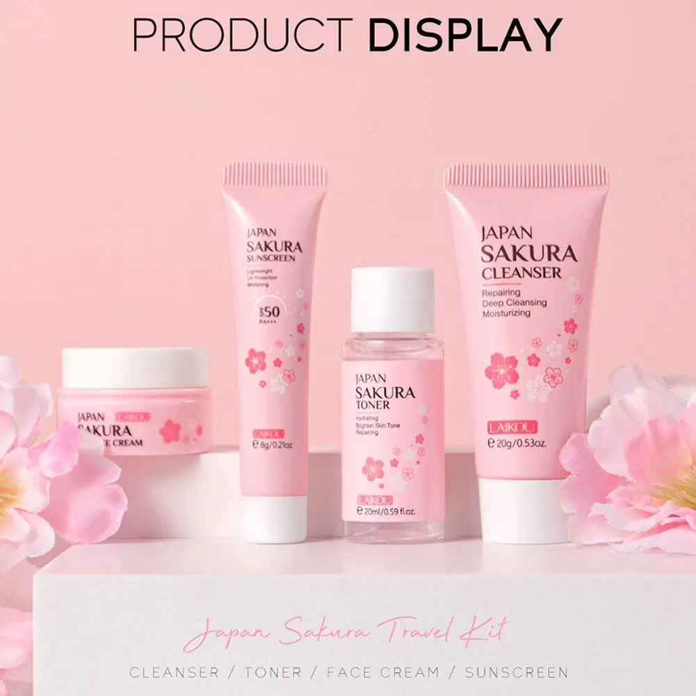 4pcs/set Cleanser Toner Cream Sunscreen Care Essence Perfect Moisturizing Skin Care Daily Gift