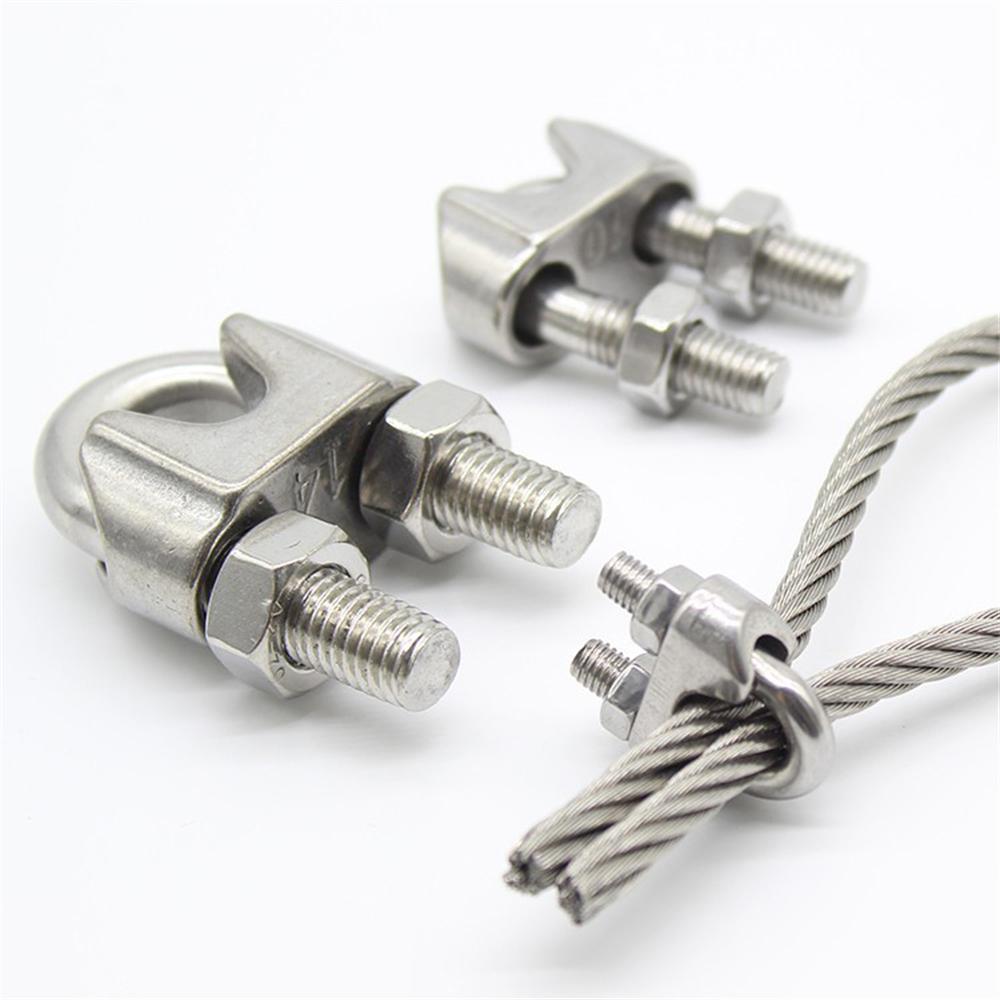SS 304 Klem Seling Kuku Macan 5Pcs Wire Rope Clip Anti Karat 2-12mm M2-M12 Penjepit Tali Kawat Sling Stainless Galvanis Crimp Ferrule Kuat Serbaguna untuk Konstruksi Industri Rumah Ready Stock