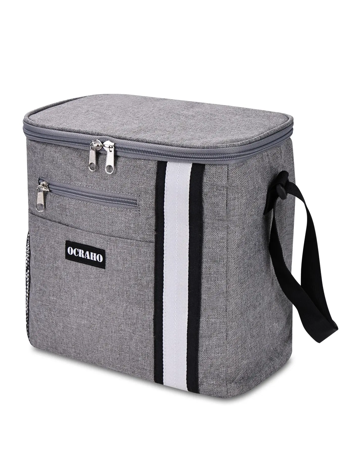 Solid Color Lunch Bag, Large Capacity Insulated Lunch Bag with Adjustable Strap, Bag for School, Work, Camping, Picnic