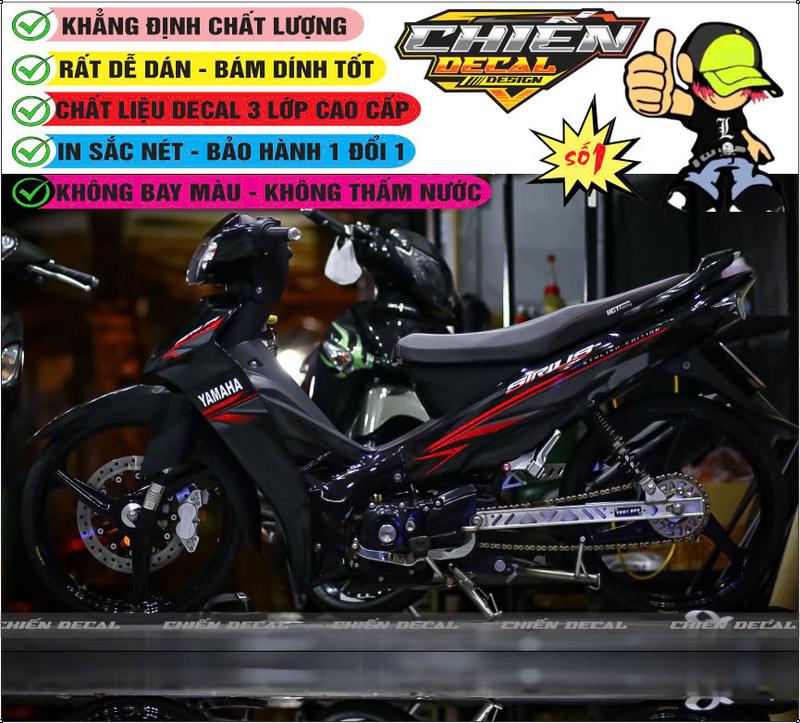 Decal Tem Xe Sirius Màu Đen Đỏ - Nhãn Dán