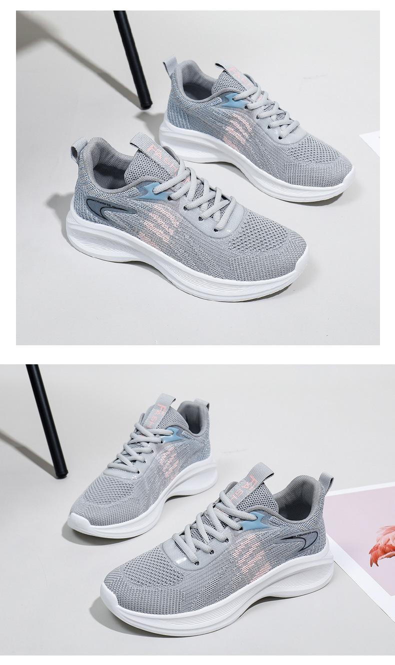 Product Introduction of Women's White Shoes Thick Sole Light Running Shoes Fashionable Stylish Outfit Autumn Breathable Sneaker Flying Woven Korean Style Women's Shoes 27