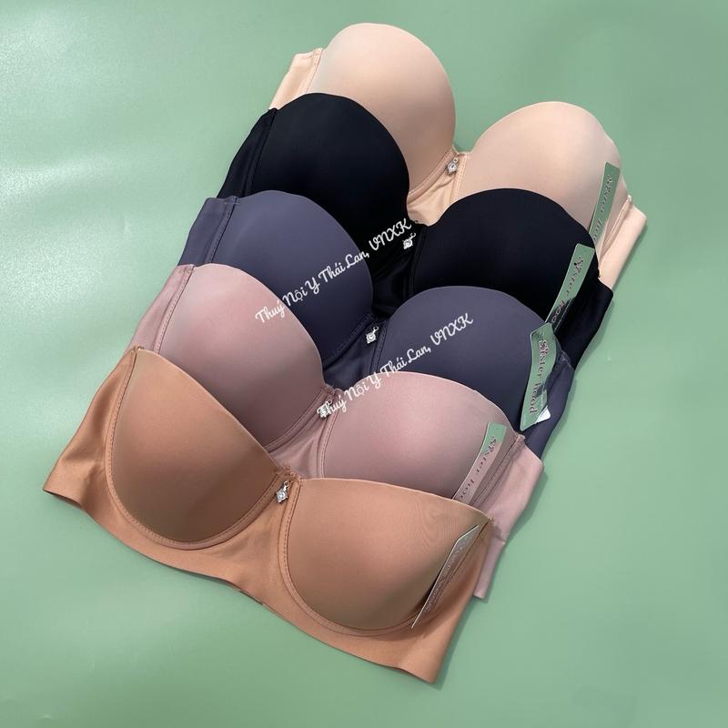 Tặng kèm dây trong Áo ngực nữ Thái Bigsize cúp ngang bản lưng ép 3 móc không viền hàng có gọng dành cho v1 lớn Women Bra Kem