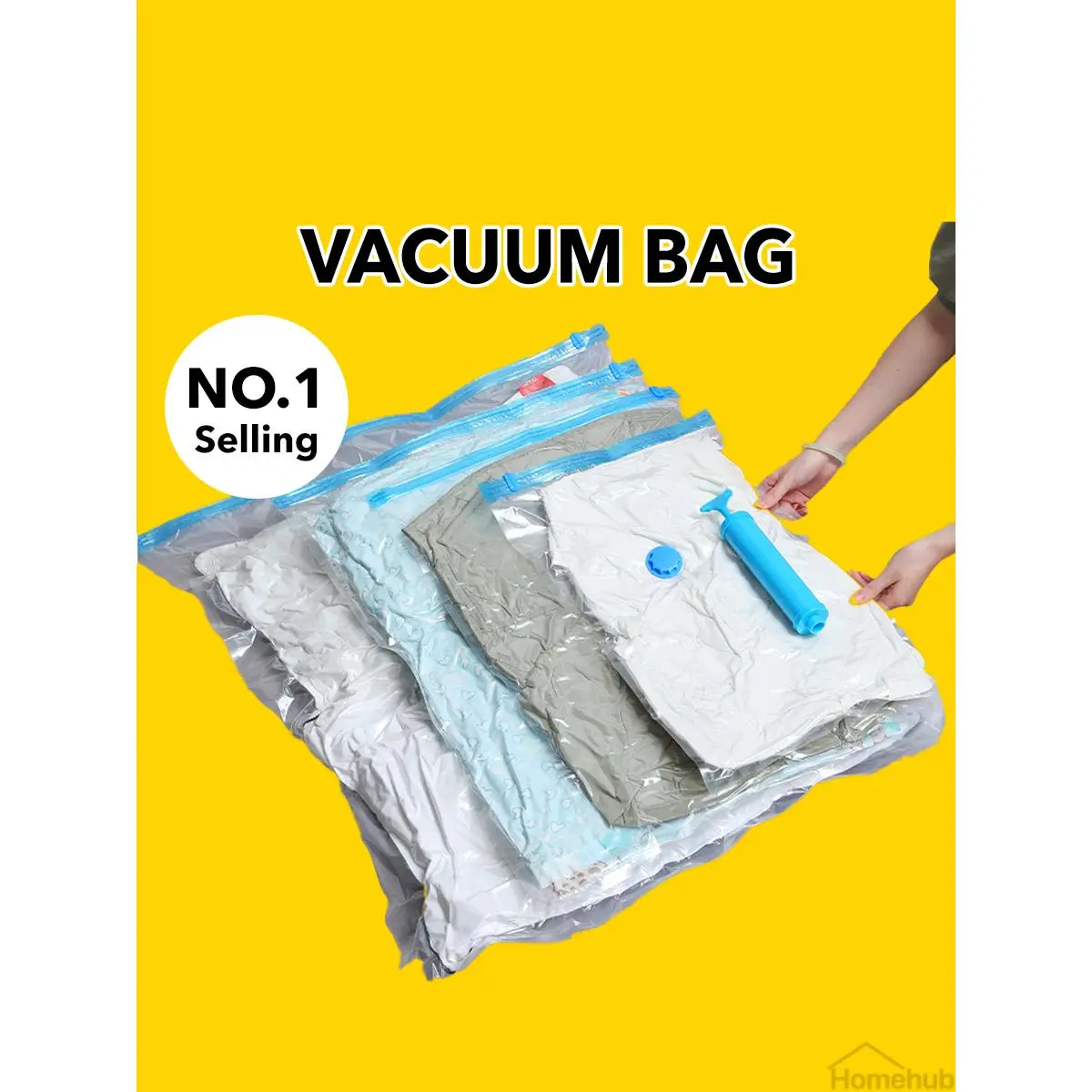 Homehub Vacuum Storage Bag Ziplock Vaccum for Travel Compression Clothes Sealer Pump Organiser