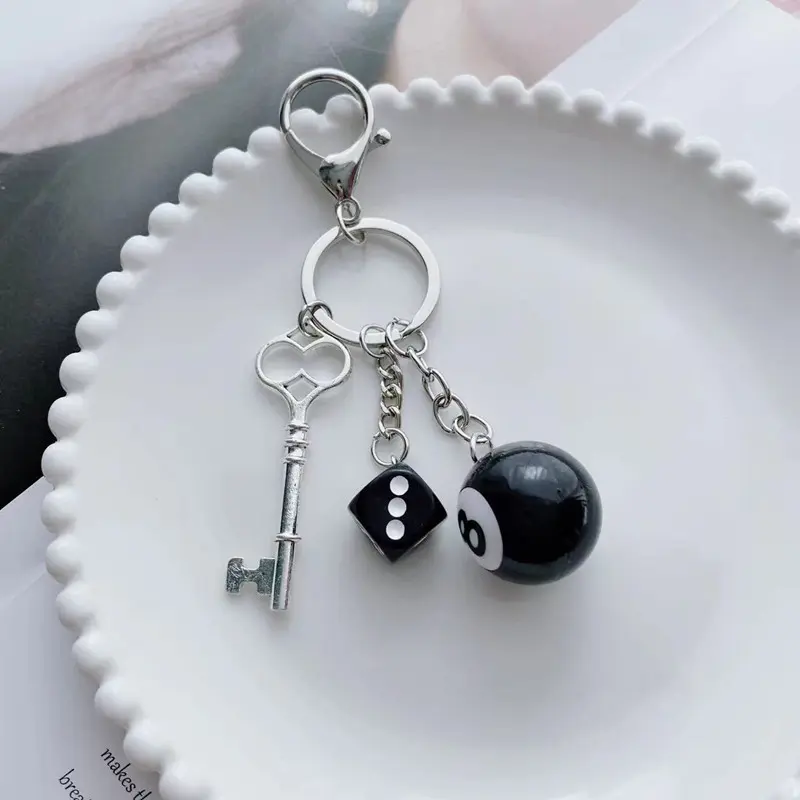 Cross-border Dice Jewelry Pendant, Black Eight Billiards Keychain, Billiard Bag Buckle, Decorative Small Pendant, Bag Jewelry.