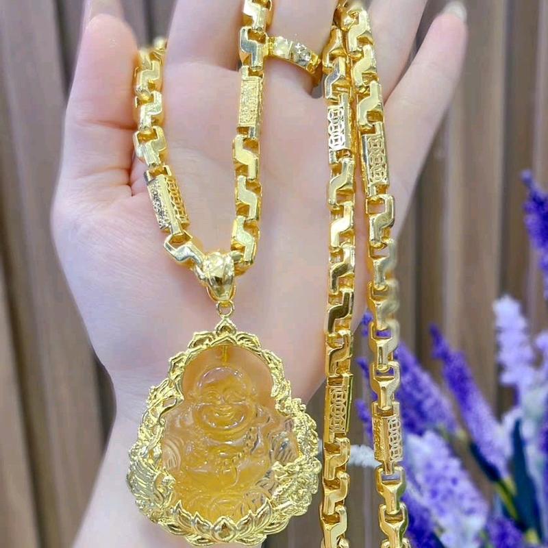 dây chuyền Nam và mặt phật Di lặc vàng VIP  Jewelry Trang Sức Chain Voi Hoa