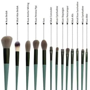 HELU Kuas Make Up Set Lengkap 13in1 / Kosmetic Brush Make Up Remaja Blender Eyebrow