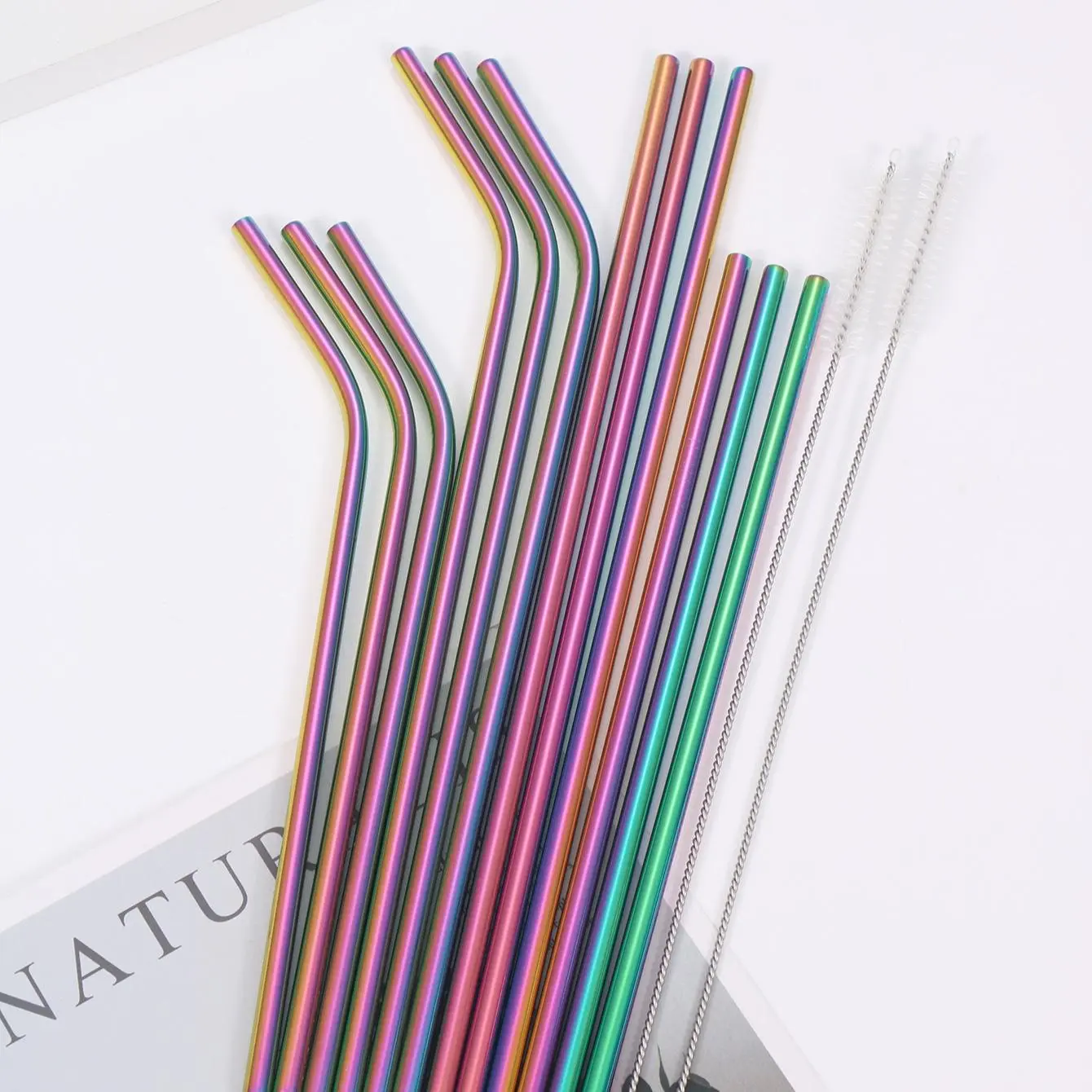 Modern Stainless Steel Straw Set, 12pcs Reusable Metal Straw for Water Bottles, Drinkware Accessories for Home Kitchen Daily and Party