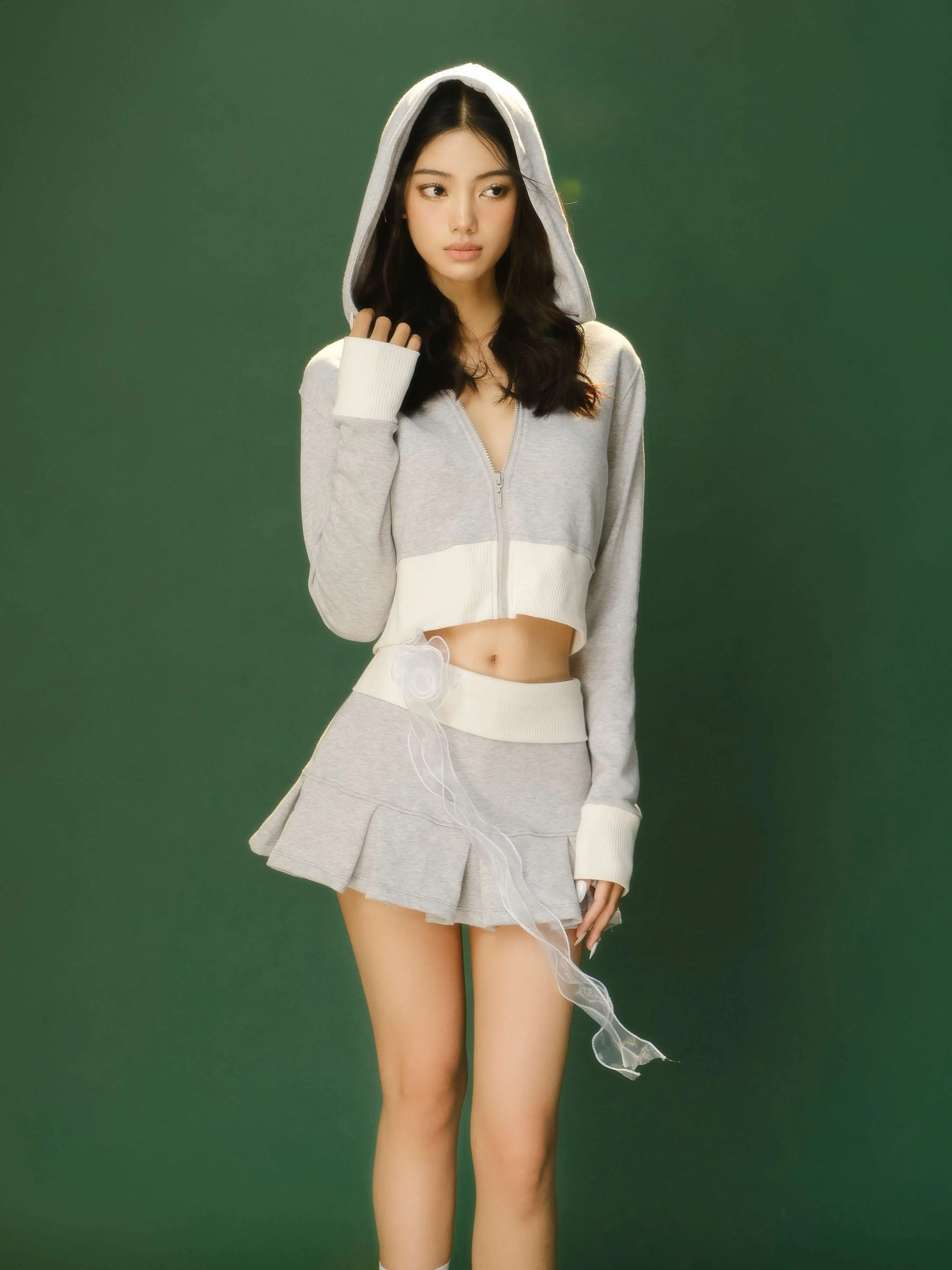LEMONCHIC - SET Áo khoác croptop nỉ - Chân váy Y2K nỉ - SET17