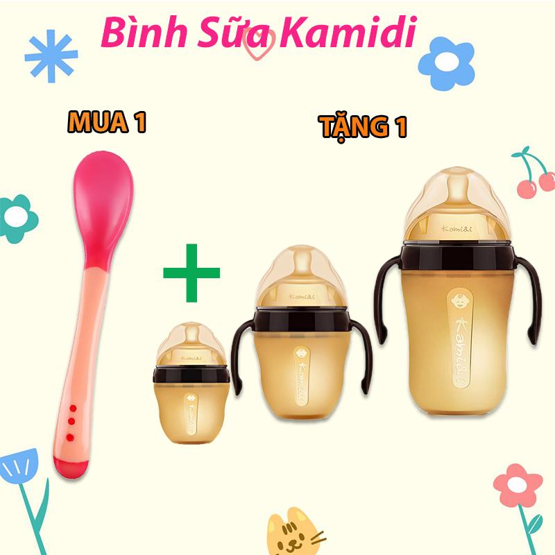Thìa ăn dặm Silicon báo nóng cho bé - Tặng kèm bình Kamidi Kem