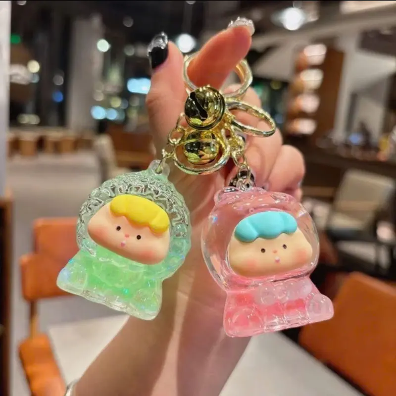 [SIZE TO] Móc Khóa Mô Hình Charm Nước Kim Tuyến Labubu Thỏ Rùa Decor Trang Trí 4