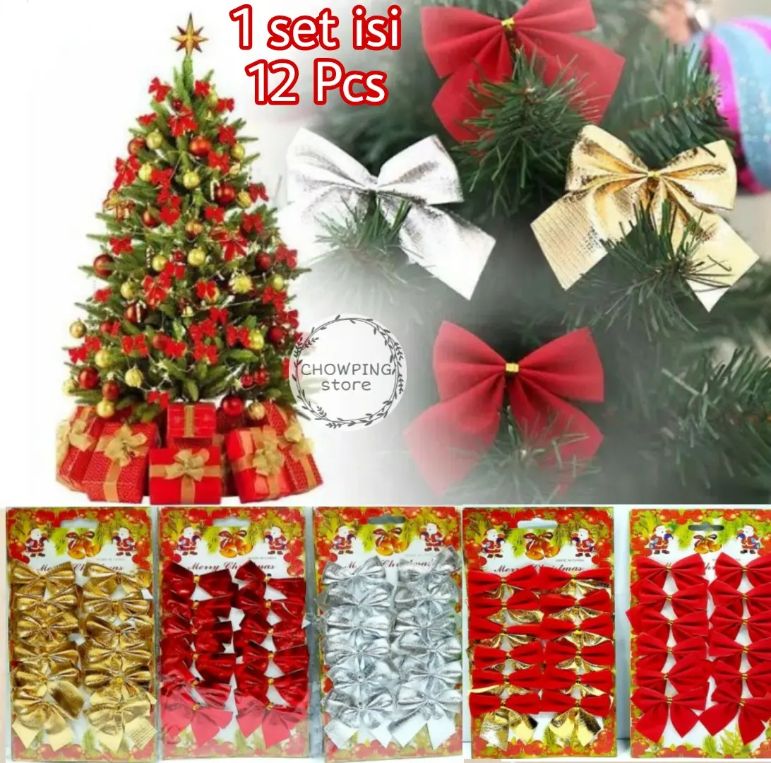 12Pcs PITA Hiasan Dekorasi Natal PITA Pohon Parcel Christmas 5cm