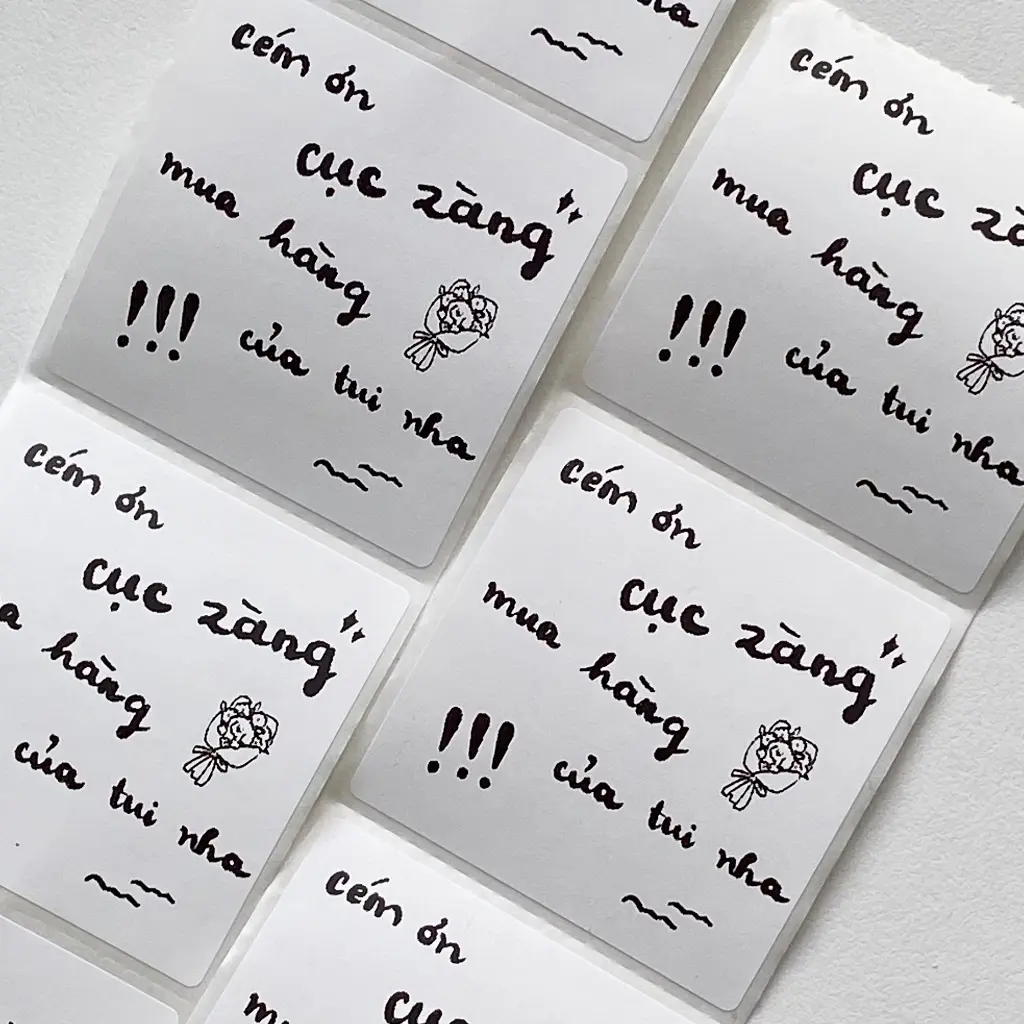 Cá | Set 50 sticker trang trí có keo dán, cảm ơn cục zàng, size 5x5cm
