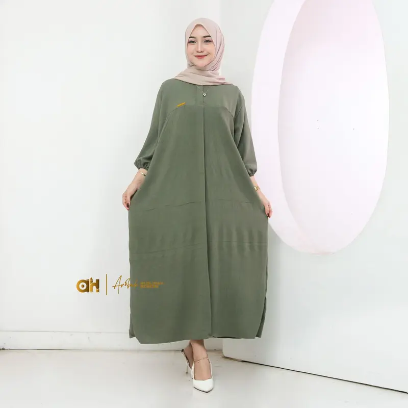Gamis El Sira Dress Ld 130 cm Busui/ Gamis kekinian/ gamis midi dress crinkle/gamis 2024 terbaru/dress wanita kekinian/gamis baju wanita kekinian/outfit ke pantai 2