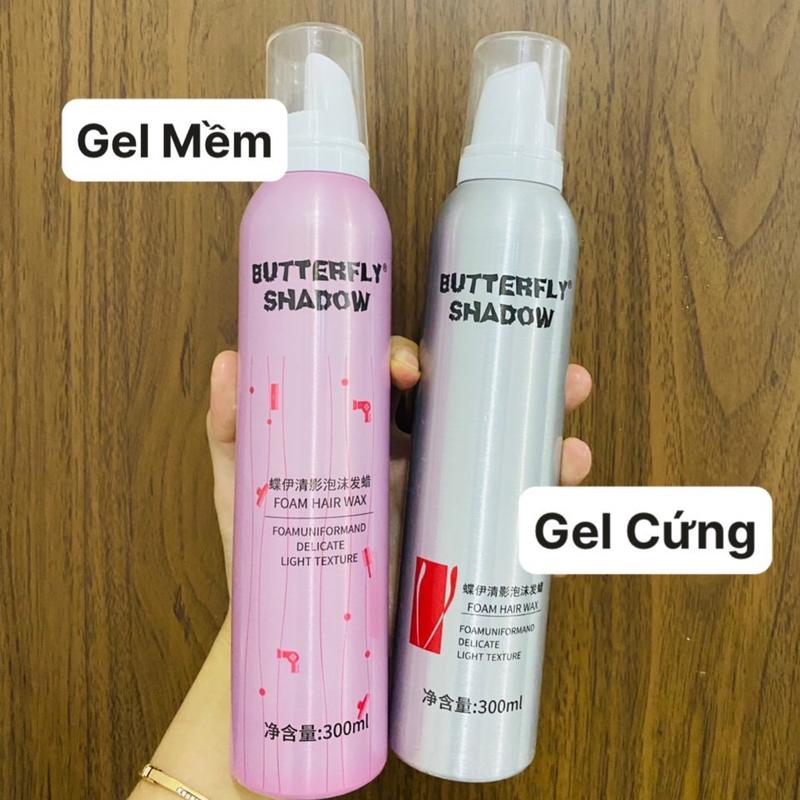 Gel Bọt Tạo Kiểu Butterfly 300ml, giữ nếp sóng xoăn tự nhiên, tạo kiểu tóc, vào nếp xoăn Pomade Nữ Women mousse