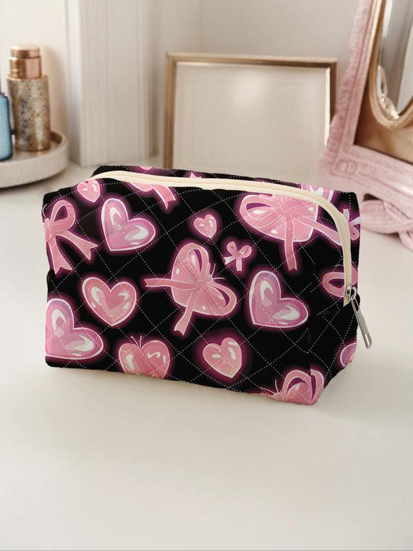 Heart Pattern Makeup Bag, Portable Zipper Makeup Storage Bag, Lightweight Travel Bag, Suitable for Business Trips, Travel, Valentine's Day Gifts 4