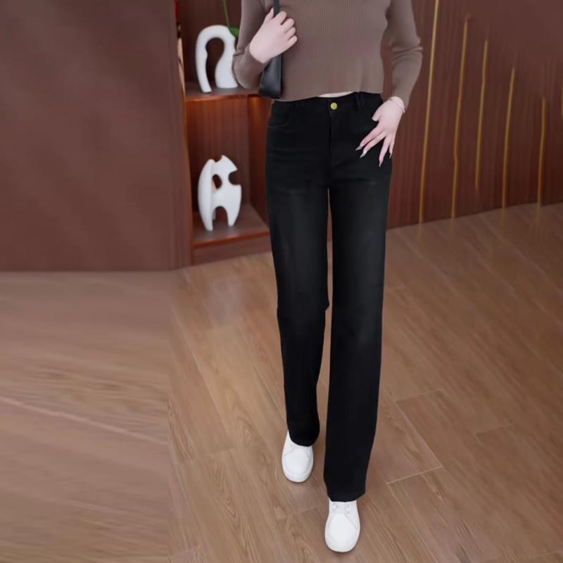 Quần Jean ống xuông cạp cao co giãn mềm mại thoải mái QJF023 - Size S-3XL 2