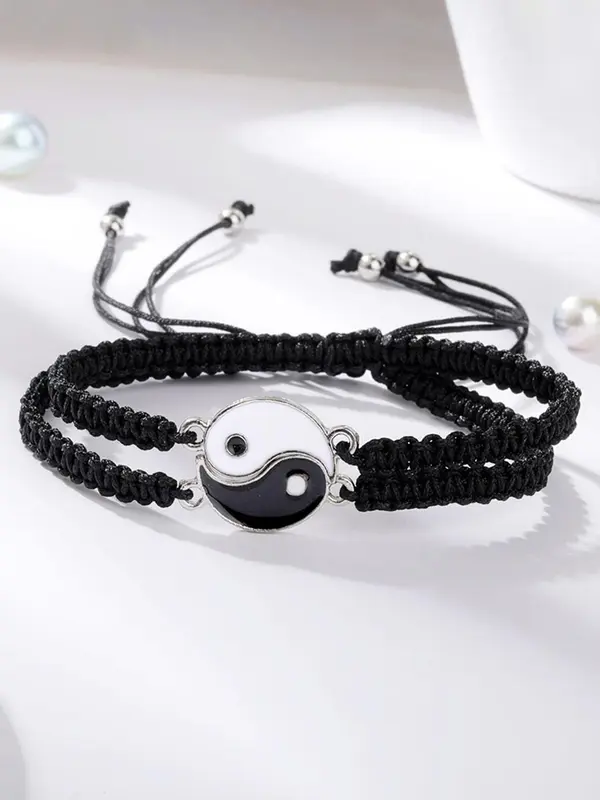 Yinyang Charm Braided Bracelet, Beaded Decor Pull Adjustable Bracelet, Unisex Jewelry for Party, Daily Clothing Decor, Trendy & Exquisite Jewelry for Birthday Gift, Gifts for Wife 5