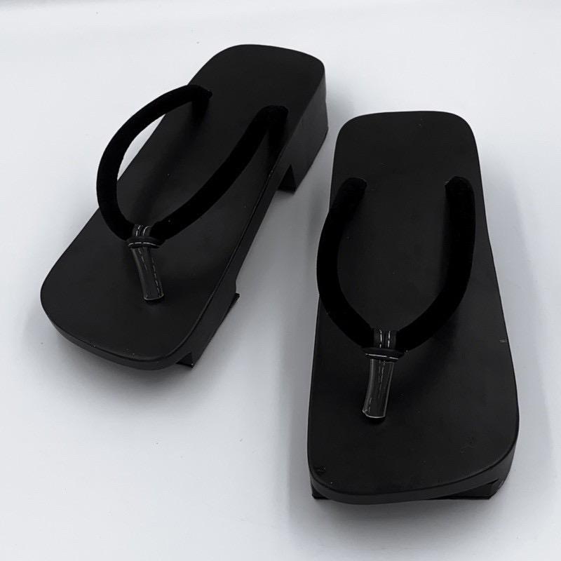 Guốc gỗ Nhật Bản, dép gỗ xỏ ngón Geta Việt (phiên bản màu đen, thấp), guốc mộc quai kẹp,anime cosplay kimono, yukata