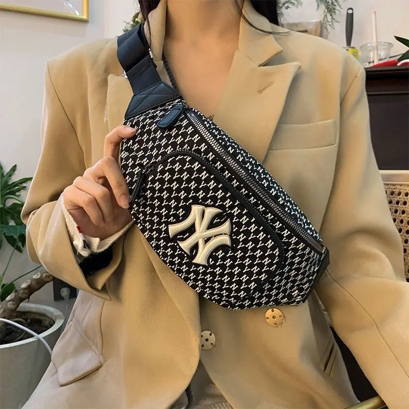 South Korea Trendy Brand Ml Waist Bag Presbyopic Full Printed Casual Chest Bag Yankees Sports Messenger Bag Men and Women's One-Shoulder