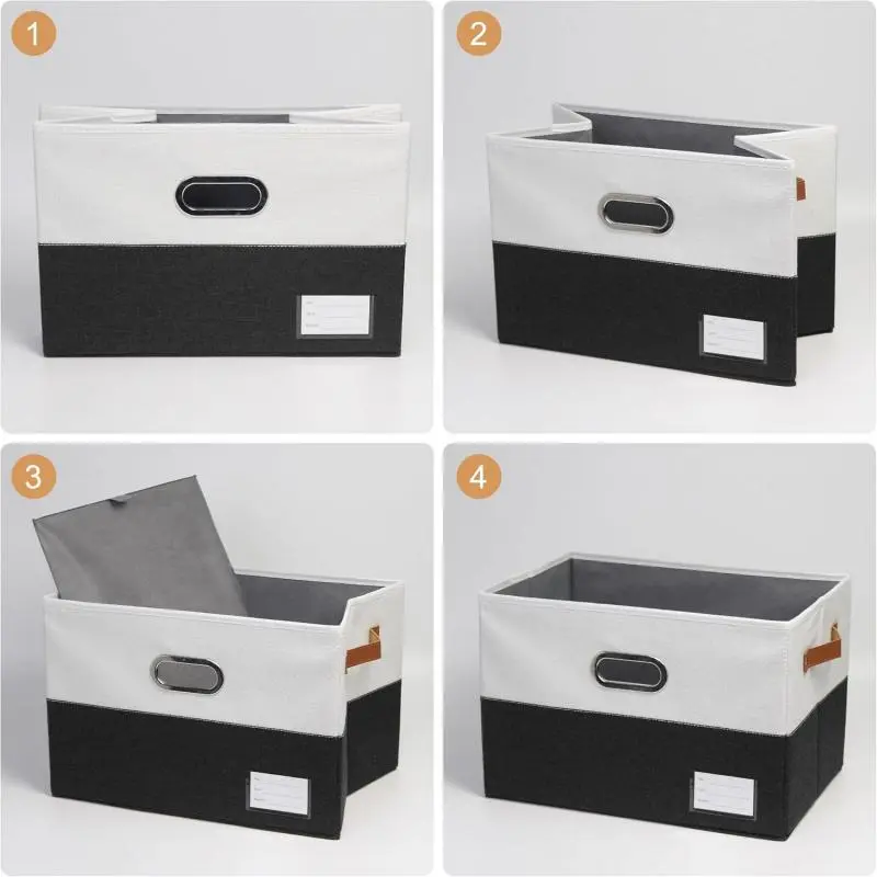 Foldable Storage Box with Lid, 2 Counts Multi-functional Clothes Storage Box with Handle, Home Organizer for Closet, Living Room and Bedroom 3