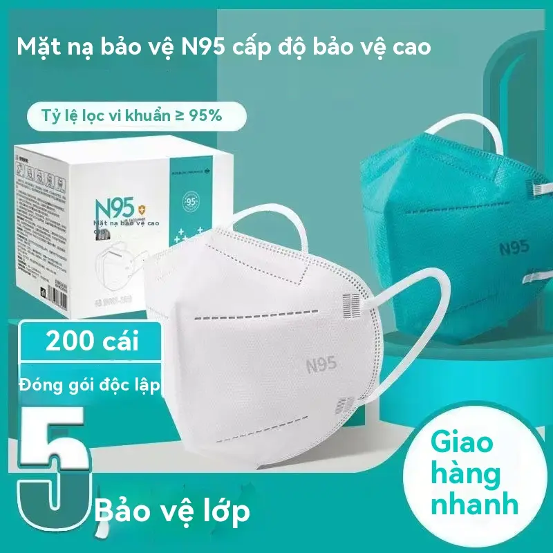 Khẩu Trang Mặt Người Lớn N95, Khẩu Trang Dùng Một Lần, Đóng Gói Một Miếng, Khẩu Trang Mặt Tai Treo Độc Lập, Khẩu Trang KN95 0