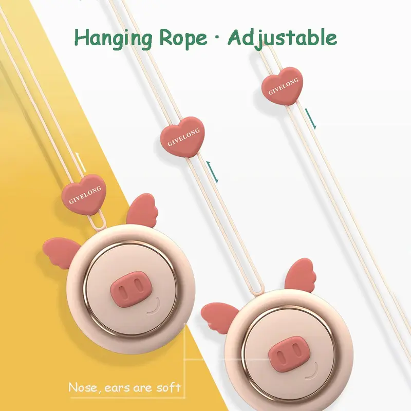 Kipas Angin Leher Portable Model Leher Cute Pig Multiwarna 2
