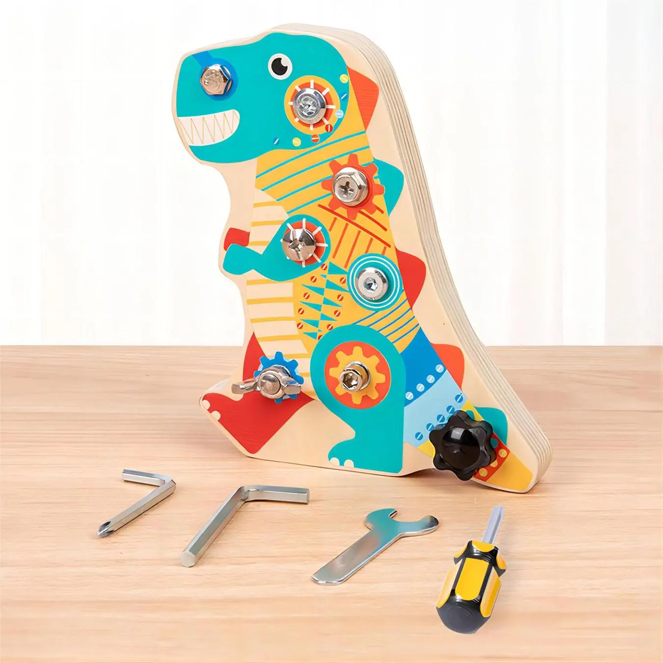 Montessori Toy Screwdriver Set, 5 Counts/set Wooden Dinosaur Design Screwdriver Toy, Early Education & Smart Toy