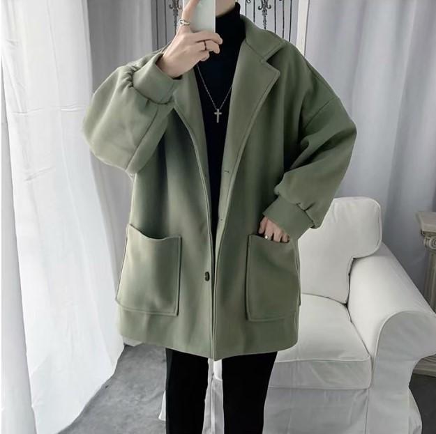 Product Introduction of Áo khoác nam blazer form rộng chất dạ cổ V ulzzang unisex hàn quốc, Áo blazer nam khoác choàng nam trơn cổ vest bigsize học sinh đi học, Áo dạ choàng nam 13