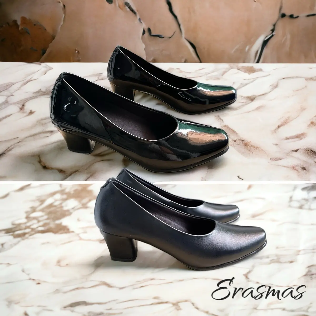 Erasmas 02B hak 5CM - Sepatu Dinas Wanita Sepatu Kerja Wanita Sepatu Kantor Wanita Mid Heel (3-5 cm) Kantoran High Heels