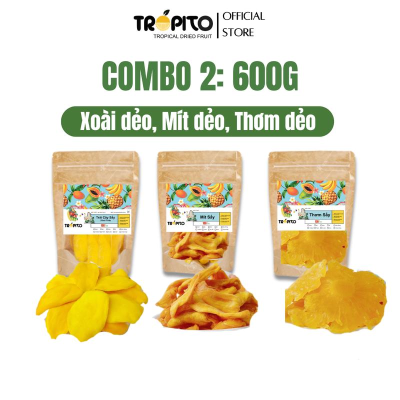 COMBO 3 TÚI 600G Xoài Sấy Dẻo, Thơm, Mít Loại Xoài Keo - Xoài sấy không đường Combo các loại Trái cây sấy Ăn Vặt Snack Cay Chua ngọt ngọt đường-trái cây tươi không sate đồ ăn nhẹ khô Vị Chua Food Mango trái cây sấy xoài sấy