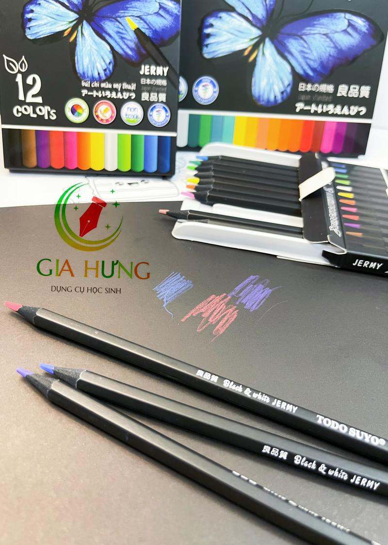 Product Introduction of Bút Chì Màu JERMY ( TODO SUYO ), Vỏ Chì Màu Với Tone Màu Đen Huyền Bí, Lạ Mắt, Màu Sắc Tươi Sáng Bắt Mắt 0