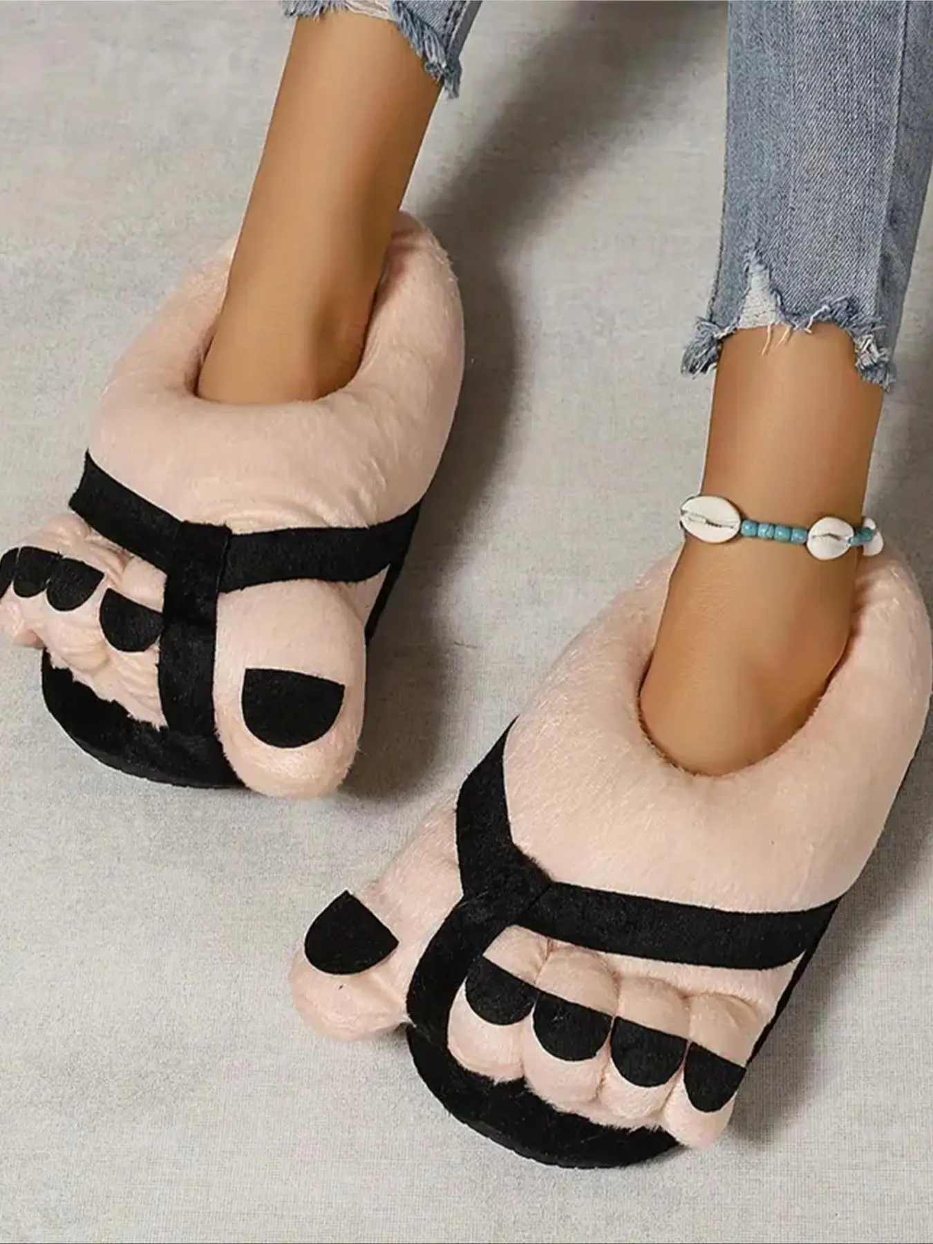Women's Cute Cartoon Toe Design Plush Slippers, Casual Soft Comfortable Home Slippers, Warm Slippers for Indoor & Outdoor Use for Fall & Winter