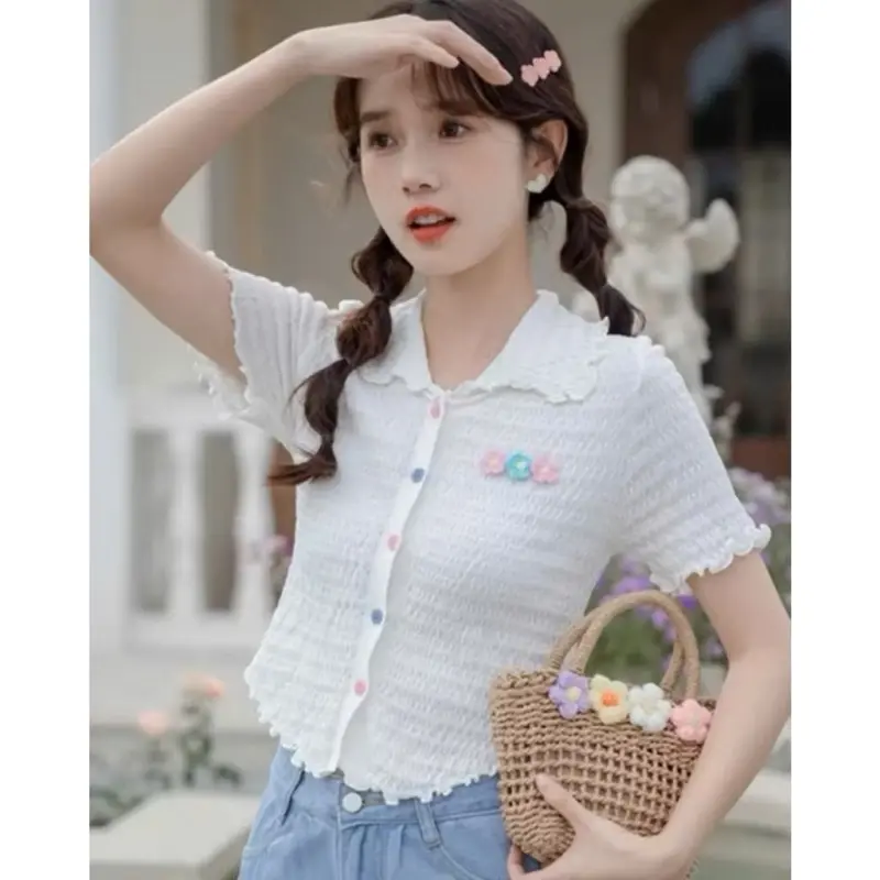 Áo Kiểu Len Nữ Đính Hoa Cổ Bẻ. Hàng Quảng Châu nữ cao cấp hot 2025. Size Dưới 55 Kí Vừa. Co Giãn Tốt 8