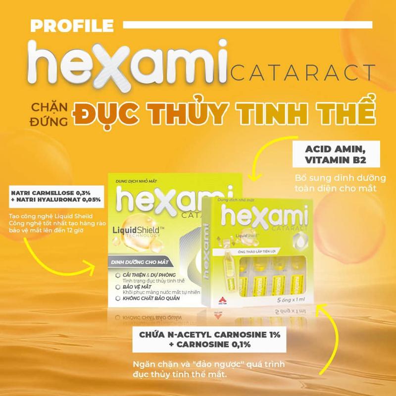  Nhỏ mắt ngăn ngừa và cải thiện Đục Thủy Tinh Thể Hexami Cataract giảm mờ nhòe dưỡng ẩm phục hồi mắt  Hộp 20 tép  
