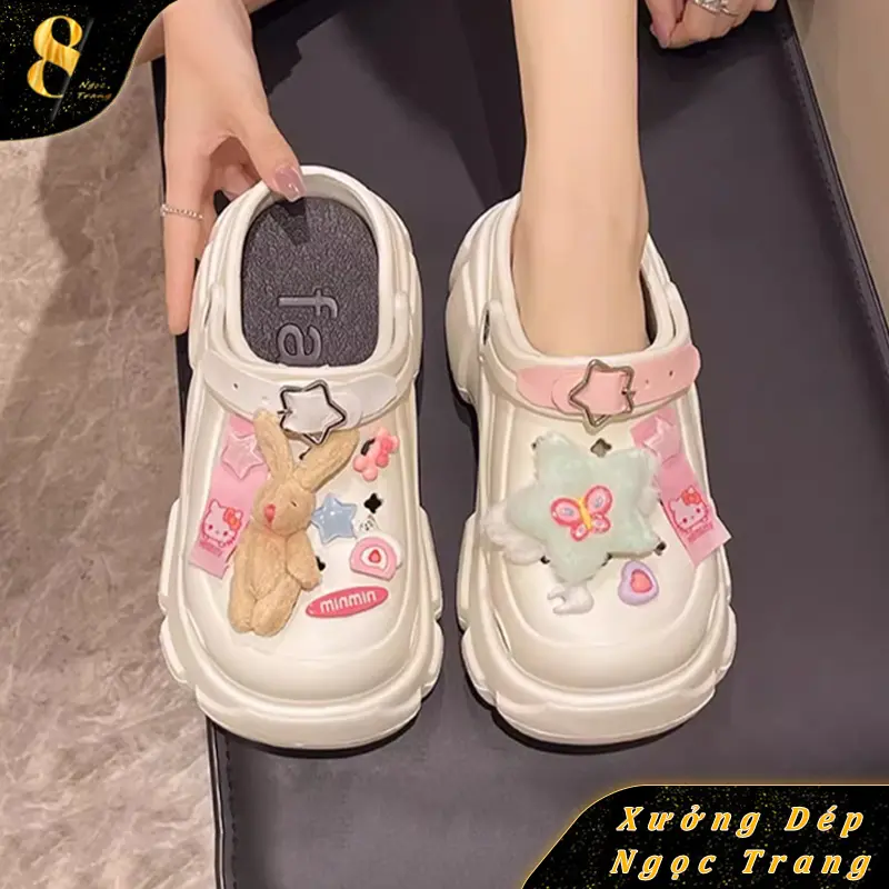 Dép nữ hình thỏ lông dễ thương, cao 5cm , thoáng khí, dễ phối đồ , êm mềm k đau nhức chán, thích hợp 2025