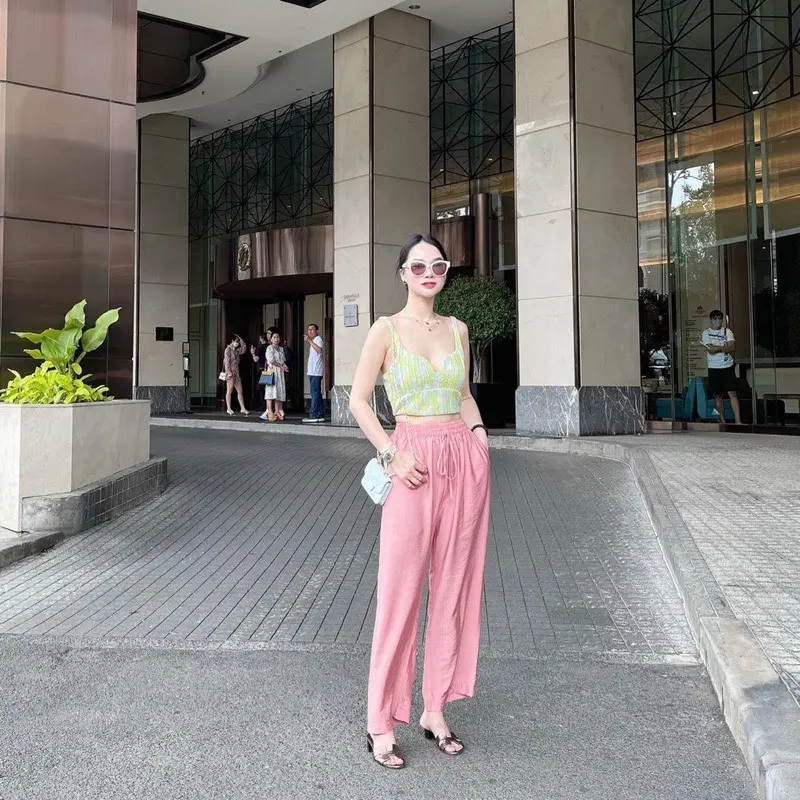Quần Đũi Tơ Xước Quần Rộng Ống Xuông Quần Cạp Chun Size 40-73kg mặc mùa hè mát lạnh Nữ Women Pants Ong 6