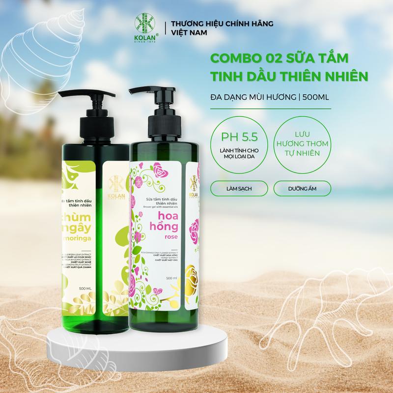 Combo 2 Sữa Tắm Tinh Dầu Dưỡng Ẩm Sâu KOLAN Độ Ph 5.5 Phù Hợp Với Mọi Loại Da 500ml/chai