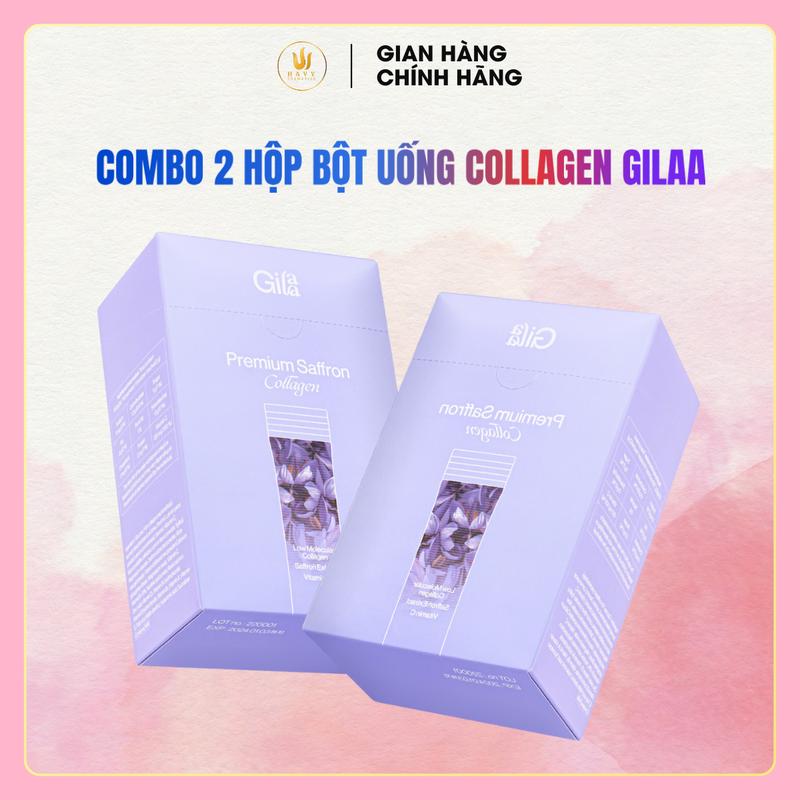 Combo 2 Hộp bột uống Collagen Kết Hợp Saffron Gilaa (60 gói x 2 Hộp)