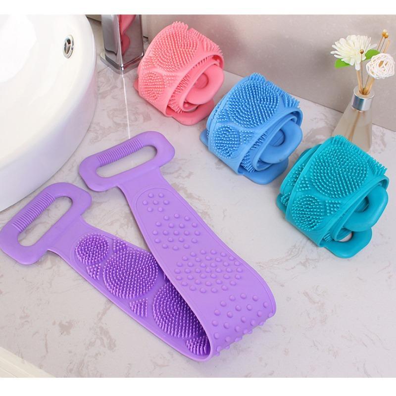 Product Introduction of Silicone Bath Belt, 1 Set Back Scrubber Towel, Back Massage Belt, Bathing Accessories for Home Bathroom, Bathing Loofah Supplies 6